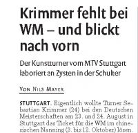 MTV Stuttgart 1843 e.V. - Krimmer verletzt