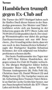 MTV Stuttgart 1843 e.V. - Hambchen trumpft gegen Ex-Club auf