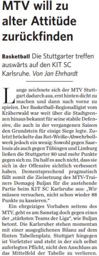 MTV Stuttgart 1843 e.V. - MTV will zu alter Attitde zurckfinden