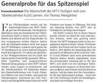 MTV Stuttgart 1843 e.V. - Generalprobe fr das Spitzenspiel
