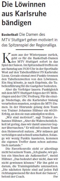 MTV Stuttgart 1843 e.V. - Die Lwinnen aus Karlsruhe bndigen