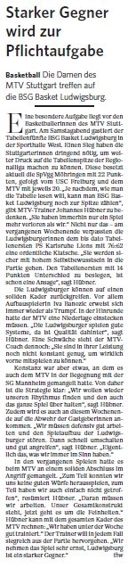 MTV Stuttgart 1843 e.V. - Starker Gegner wird zur Pflichtaufgabe