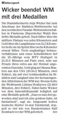 MTV Stuttgart 1843 e.V. - Wicker beendet WM mit drei Medaillen